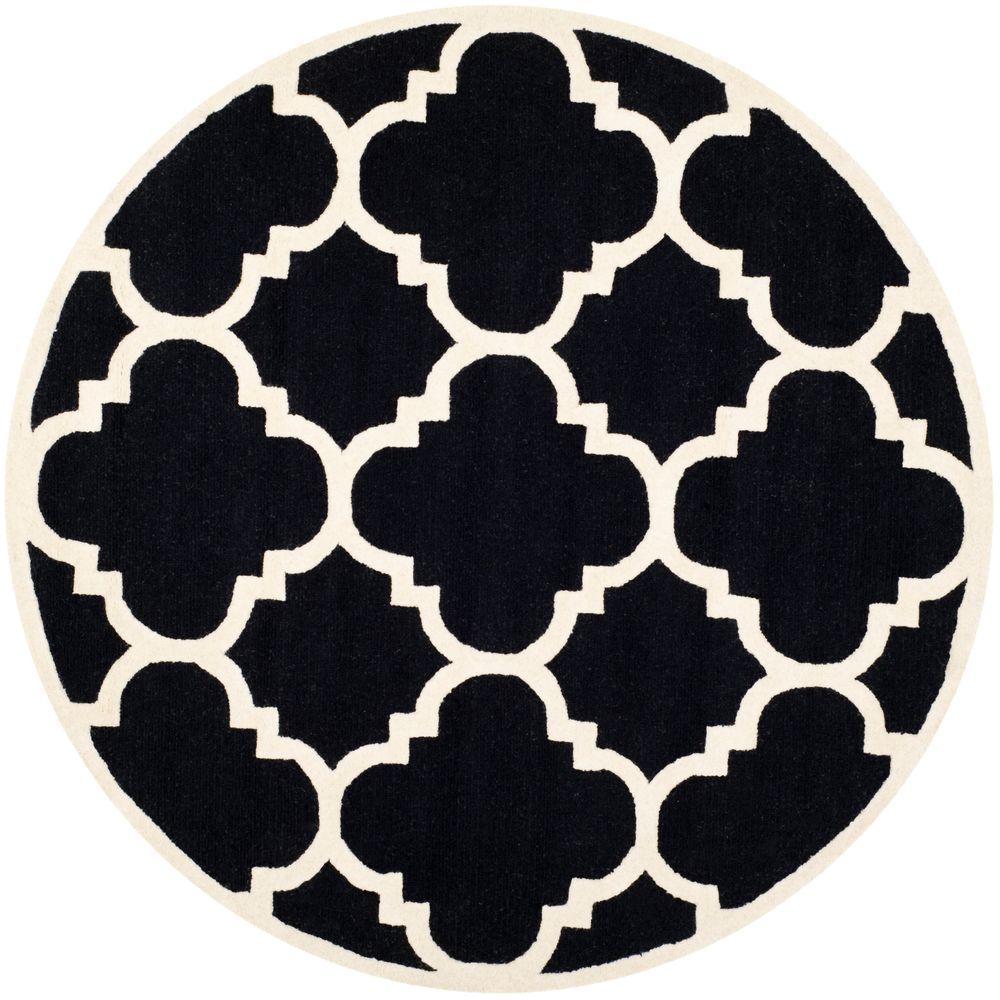Safavieh Cambridge Black/Ivory 6 ft. x 6 ft. Round Area RugCAM140E6R