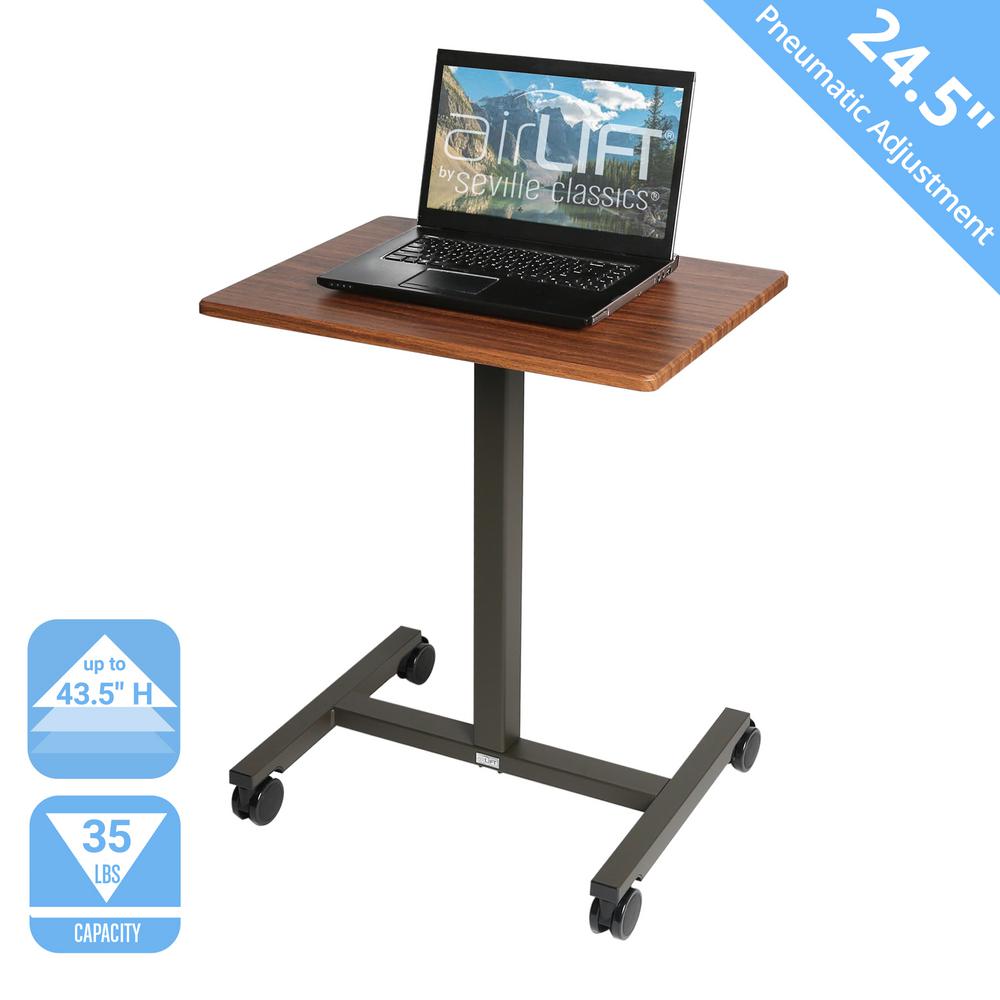 Seville Classics Airlift 24 4 In Maple Laptop Mobile Desk Cart