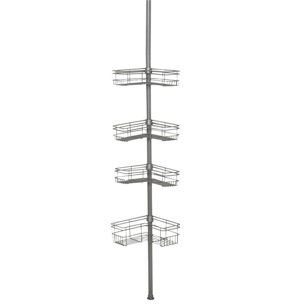 Zenith Tension Mount Steel Shower Pole Caddy In Satin Nickel E2130nn Tension Mount Steel Shower Pole Caddy In Satin Nickel