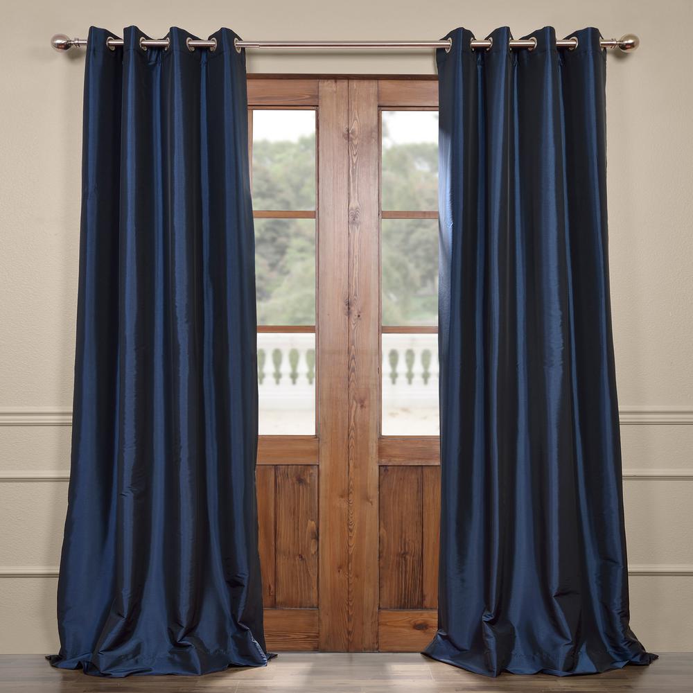 Exclusive Fabrics Furnishings Navy Blue Grommet Blackout Faux