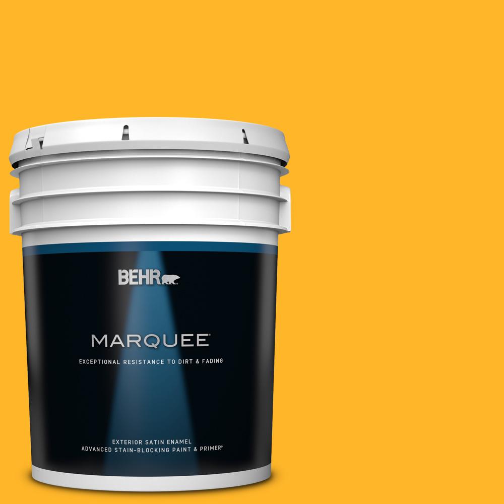 BEHR MARQUEE 5 gal. P2607 Extreme Yellow Satin Enamel Exterior Paint