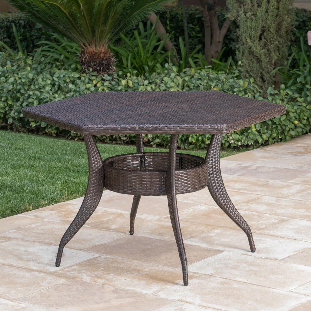 Noble House Gybson 30 in. Multi-Brown Hexagon Metal Outdoor Dining ...