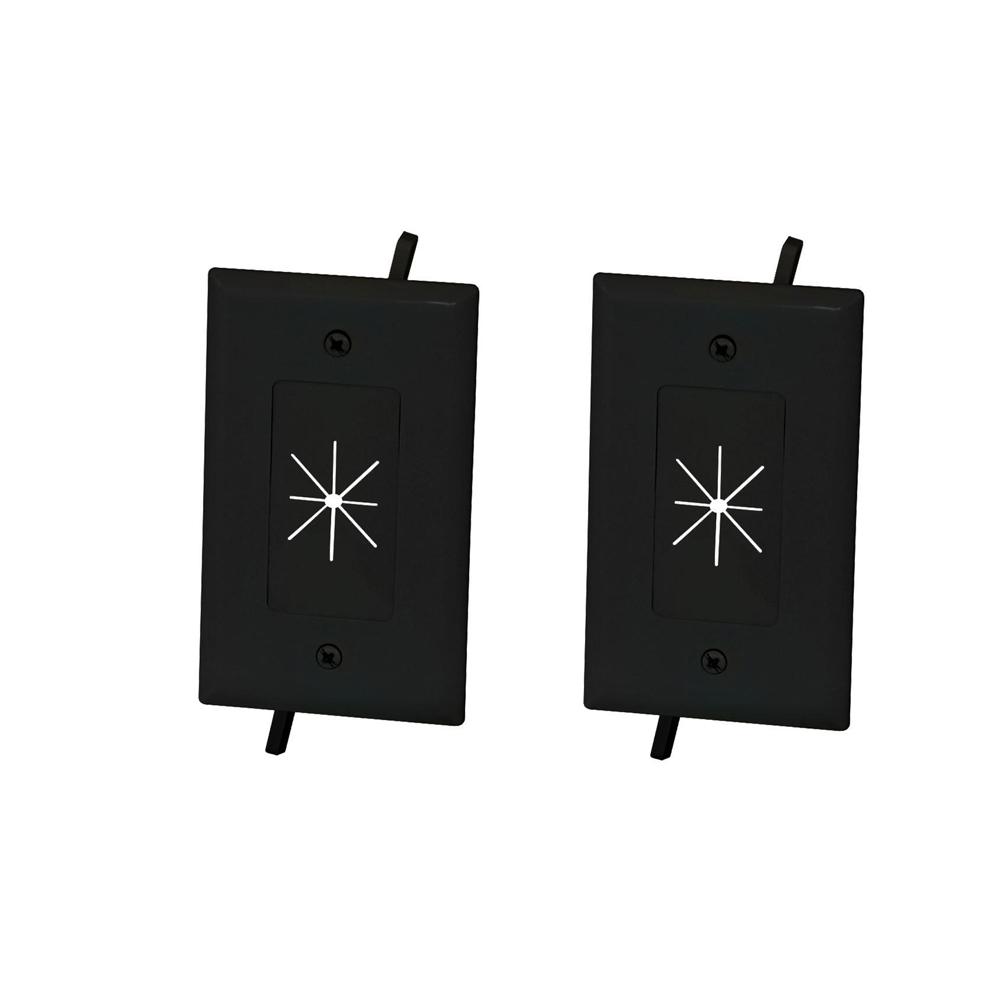 Commercial Electric 1 Gang Flexible Opening Cable Wall Plate Black 2 Pack 5028 Bk 2pk The Home Depot