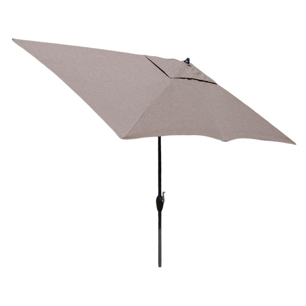 Hampton Bay 10 Ft X 6 Ft Aluminum Market Patio Umbrella In Saddle With Push Button Tilt 9106 01227211 The Home Depot