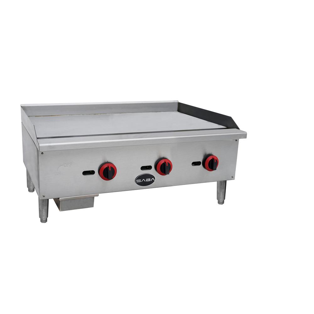 Saba 36 In Commercial Griddle Gas Cooktop In Stainless Steel With