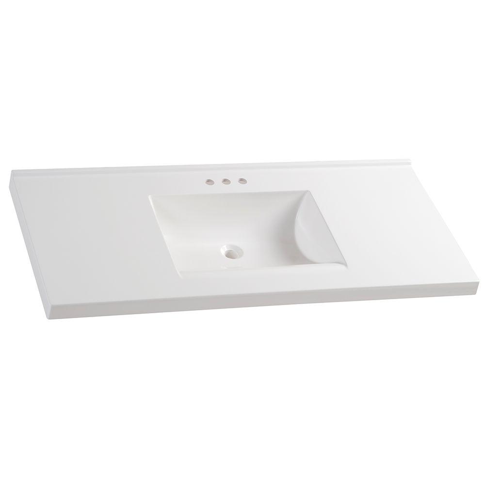 49 In W X 22 In D Cultured Marble Vanity Top In White With White Sink