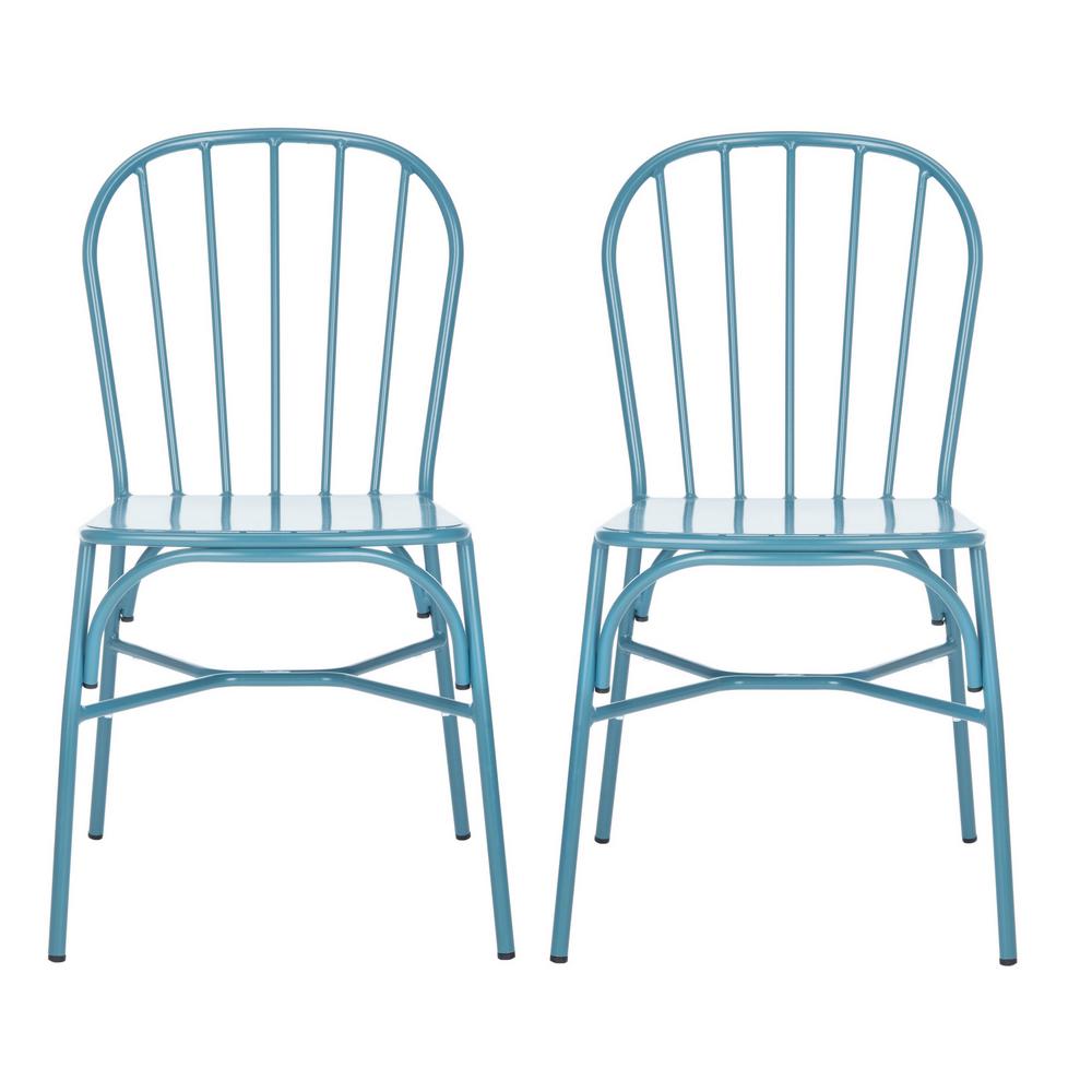 Safavieh Chester Matte Navy Blue Stackable Metal Outdoor Dining Chair