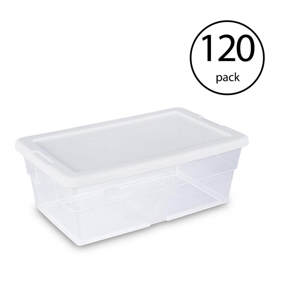Sterilite 6 Quart Clear Stacking Closet Storage Tote Container w/ Lid