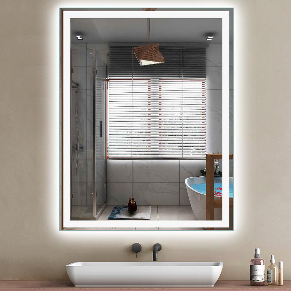 Pexfix 48 In X 36 In Modern Rectangle Shape Frameless Led Wall Mounted Mirror Lighted Bathroom Mirror Us Led009 12090 The Home Depot