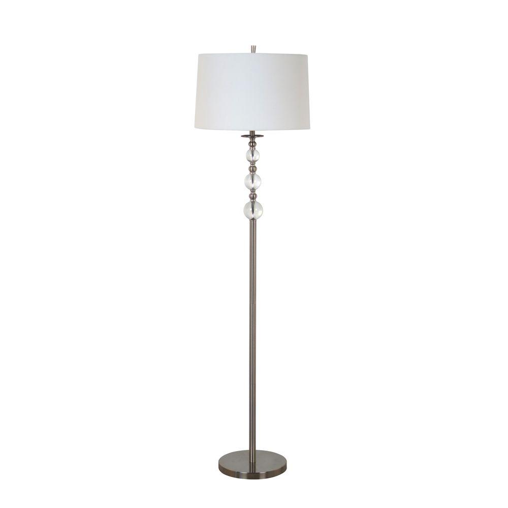 Glam Pull Chain Floor Lamps The Home Depot Brushed Nickel Floor Lamp With Clear Acrylic And White Hardback Shade