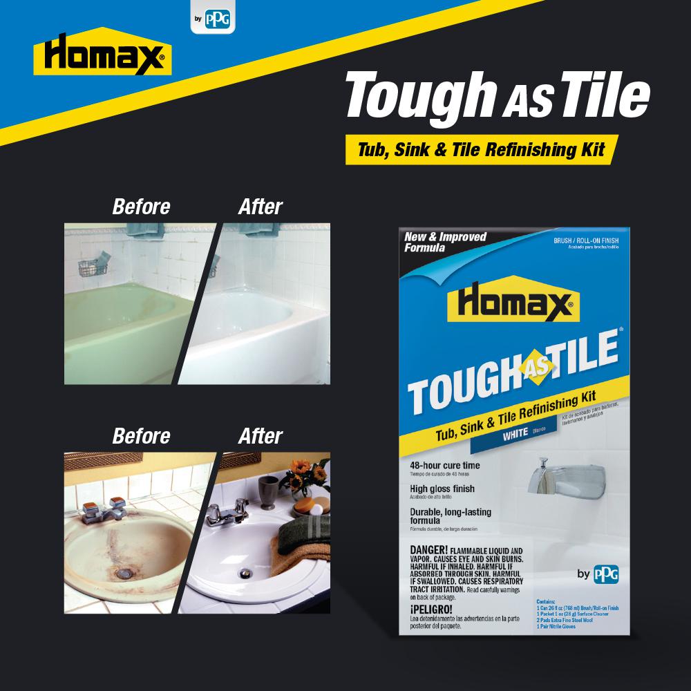 Homax 26 Oz White Tough As Tile Brush, Diy Bathtub Refinishing Kit Home Depot