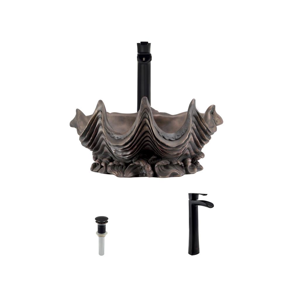 MR Direct Vessel Sink in Bronze with 731 Faucet and PopUp Drain in