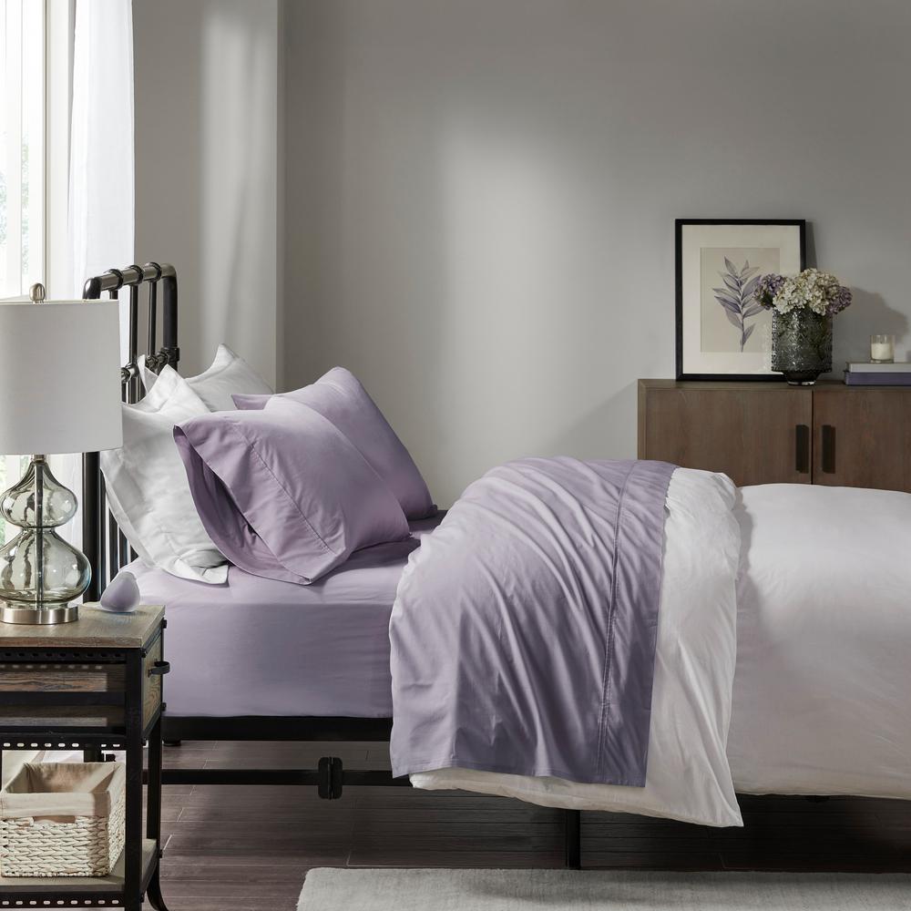 Peached Percale 4 Piece Purple Solid 200 Thread Count Cotton California King Sheet Set Mp20 5398 The Home Depot