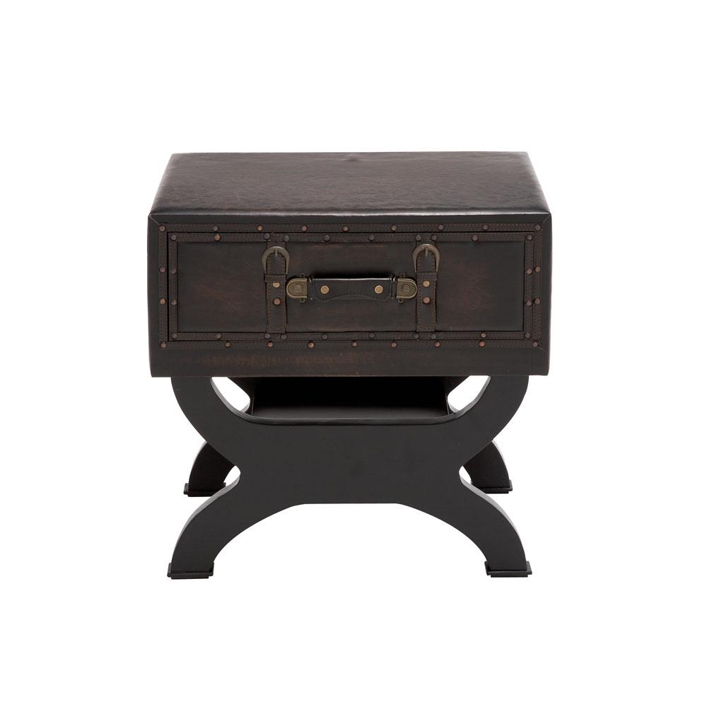 Litton Lane Espresso Faux Leather Trunk End Table 55744 The Home Depot Litton Lane Espresso Faux Leather Trunk End Table