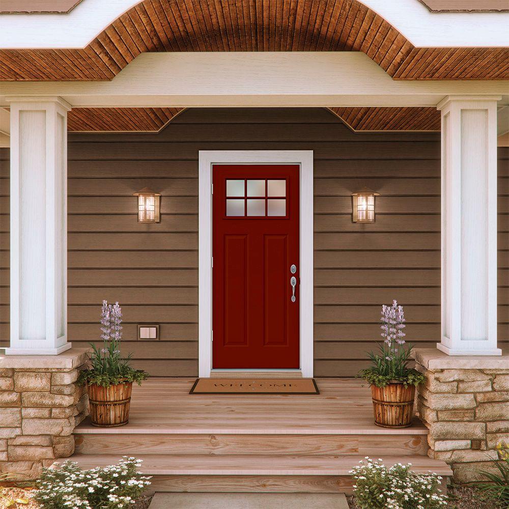 Jeld Wen 30 In X 80 In 6 Lite Craftsman Mesa Red W White