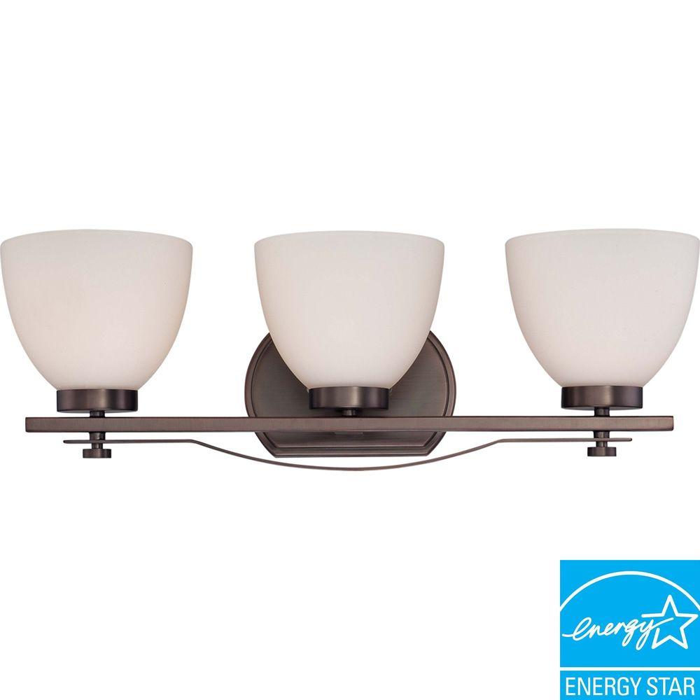 Illumine 3 Light Hazel Bronze Vanity Fixture With Frosted Gl Illumine 3 Light Hazel Bronze Vanity Fixture With Frosted Gl Shade
