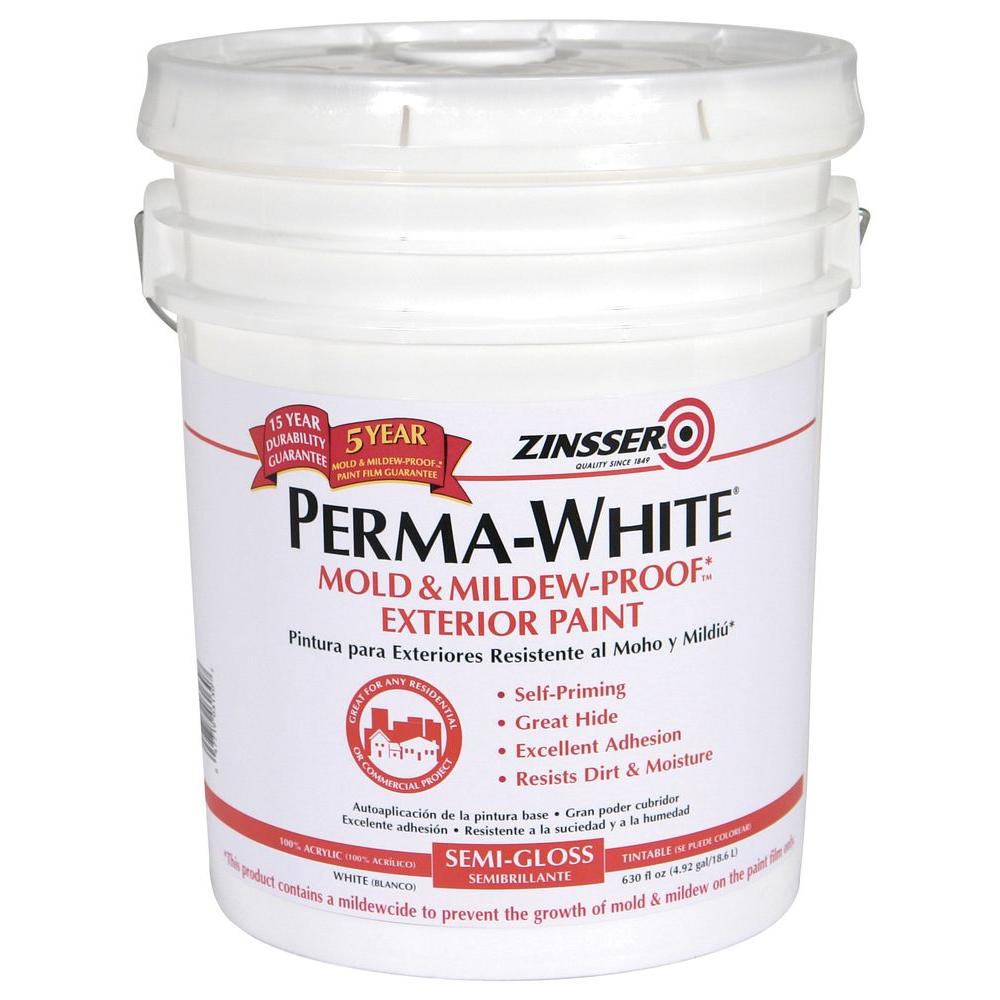 Zinsser PermaWhite 5 gal. Mold & MildewProof White Satin Exterior