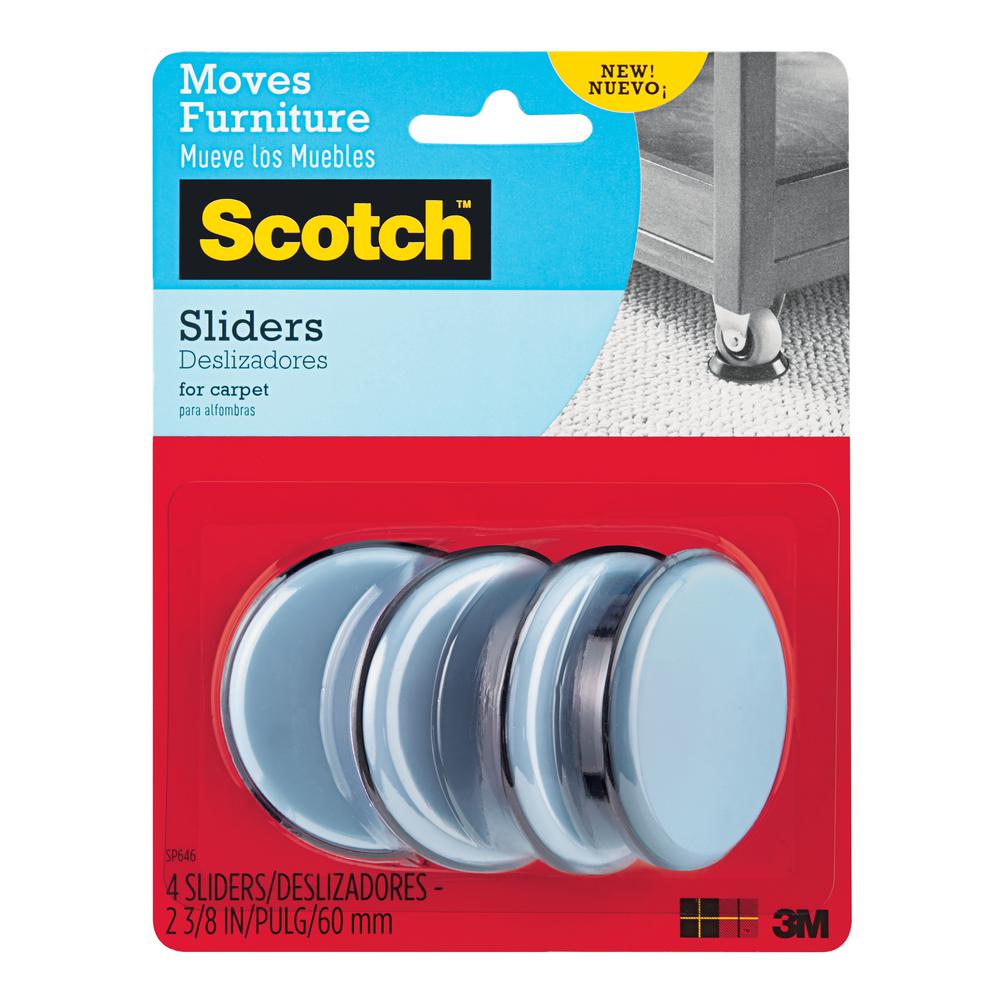 3M Scotch 1 in. Gray/Black Round SelfStick Permanent Furniture Sliders