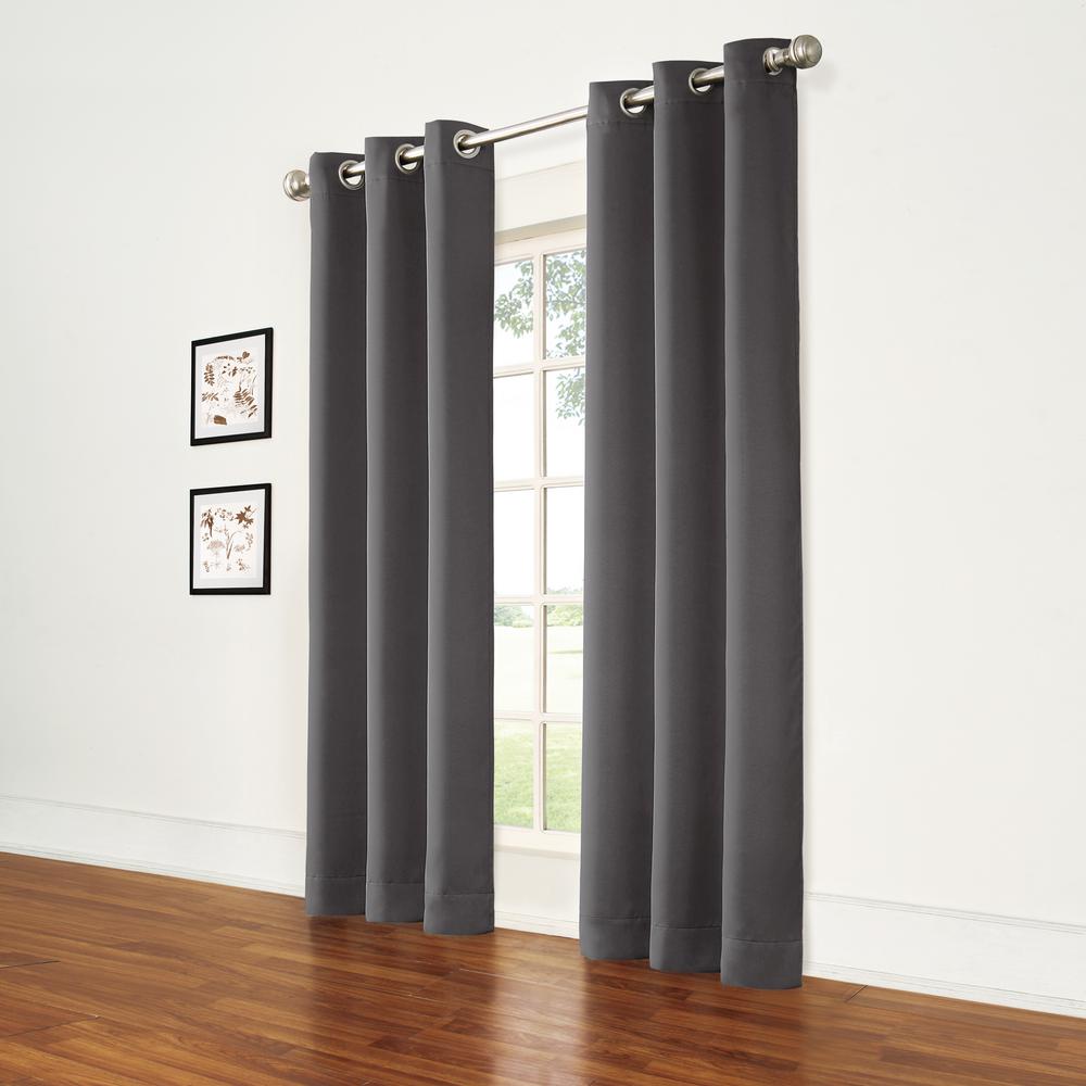 Eclipse Thermal Pewter Room Darkening Window Curtain - 37 in. W x 63 in. L (2-Pack)