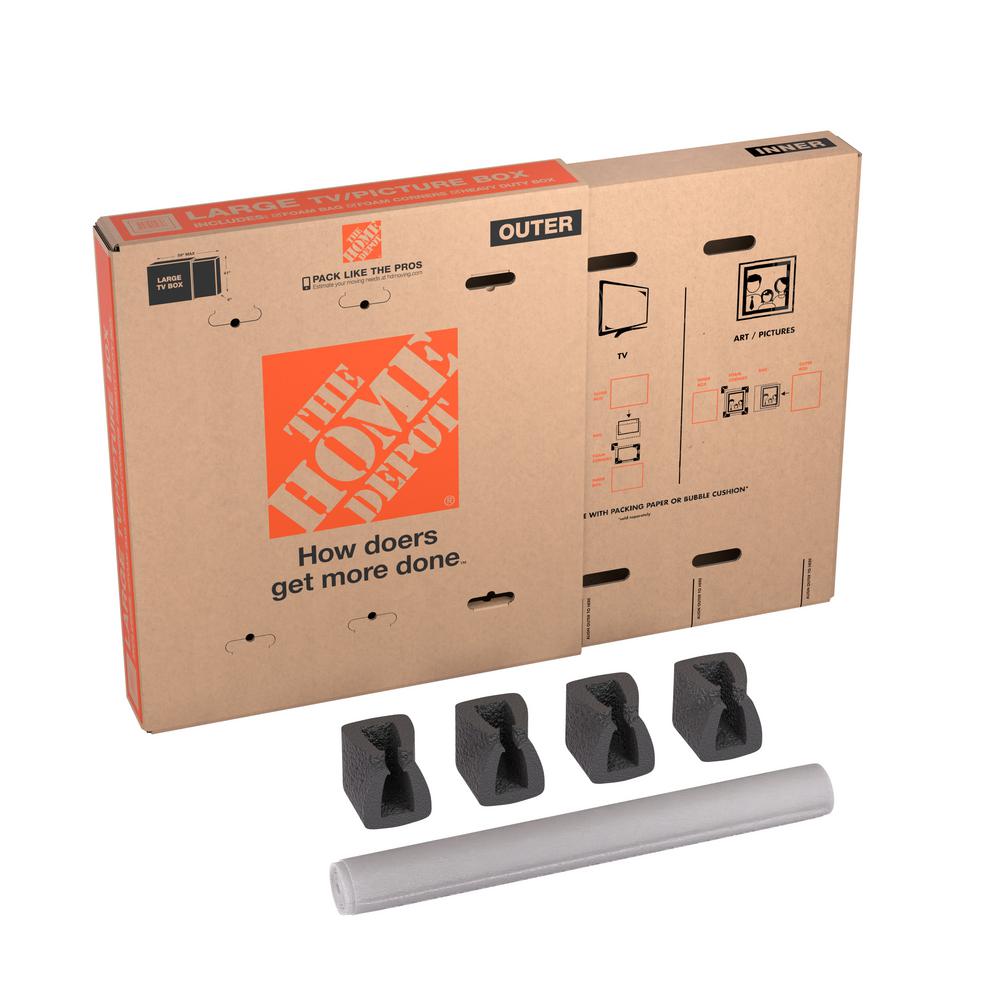 The Home Depot Heavy Duty Large Adjustable Tv And Picture Moving Box With Handles The Home Depot