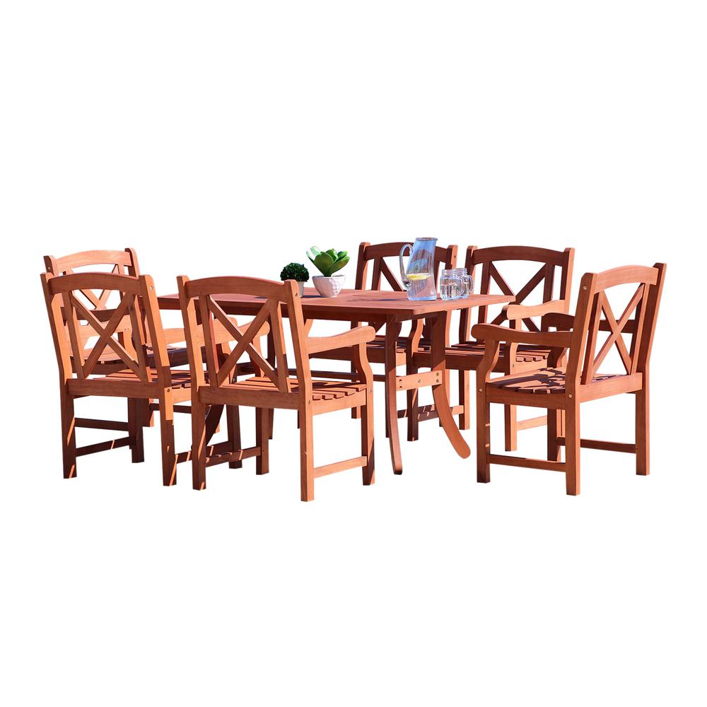 Vifah Malibu 7Piece Wood Rectangle Outdoor Dining SetV98SET49 The