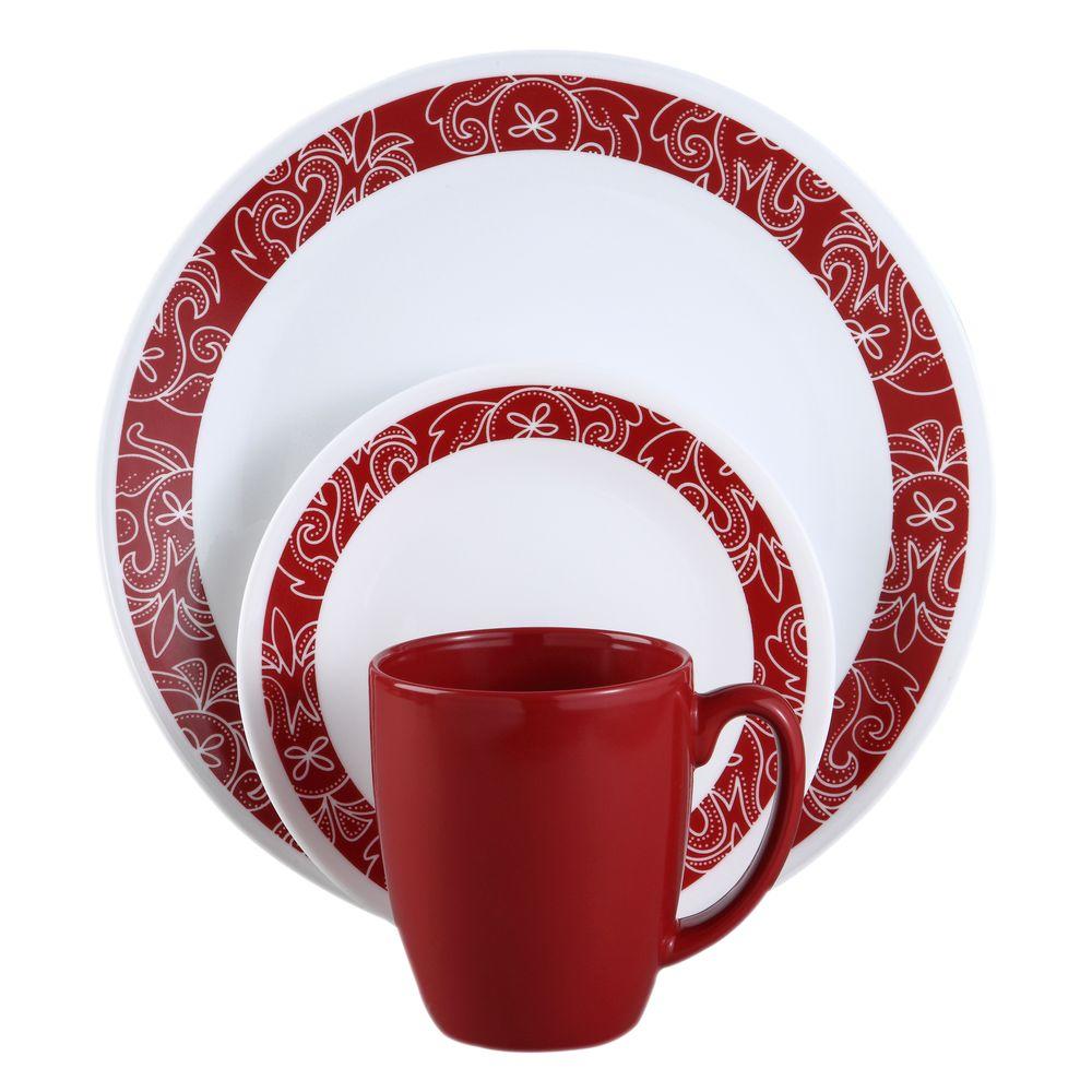 Corelle Microwave Safe The Home Depot Bandhani 16 Piece Vitrelle Dinnerware Set