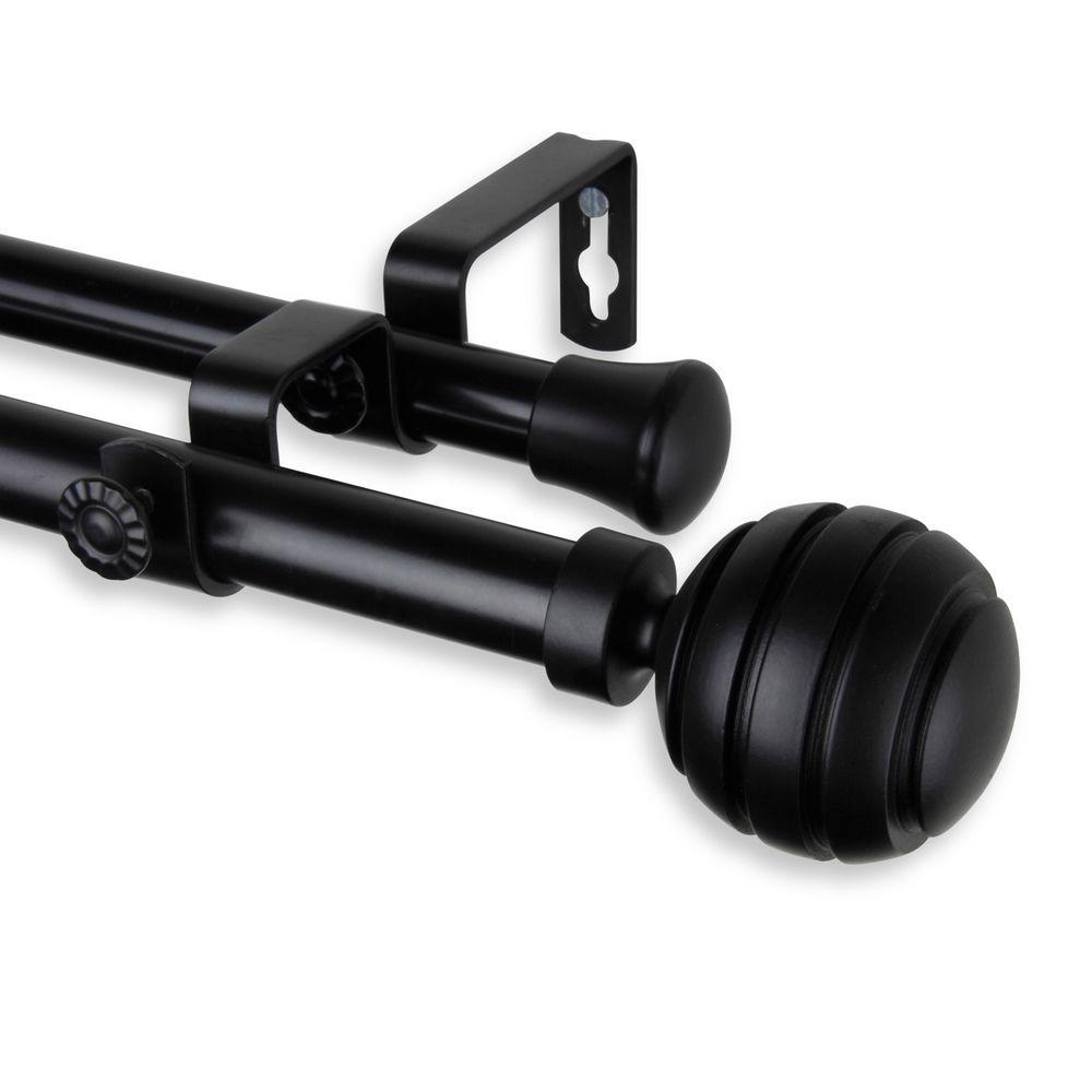 Rod Desyne 28 In. - 48 In. Telescoping Curtain Rod Kit In Black With ...