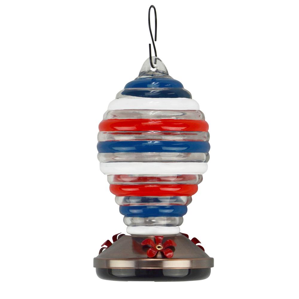 Red Carpet Studios Glass Patriotic Stripe Hummingbird Feeder 41092
