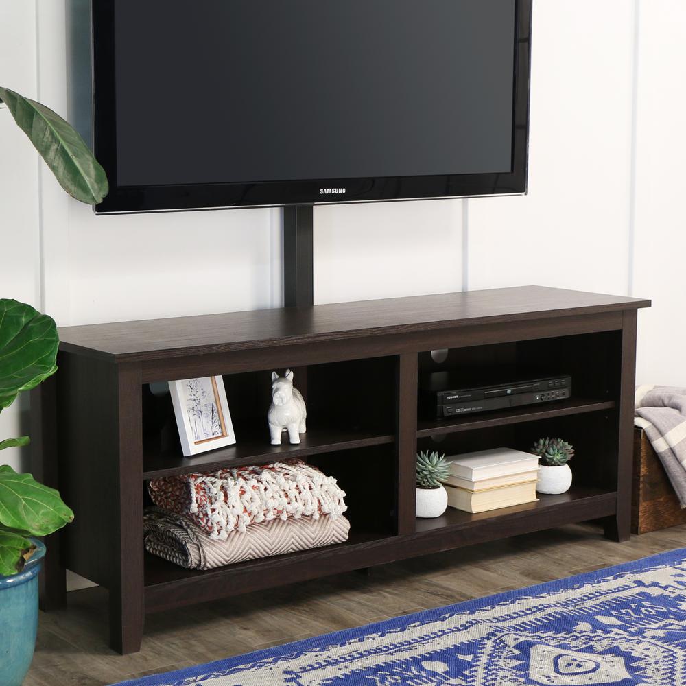 Transdeco Glass Tv Stand With Mount For 35 To 80 Inch Screens Black Td600b