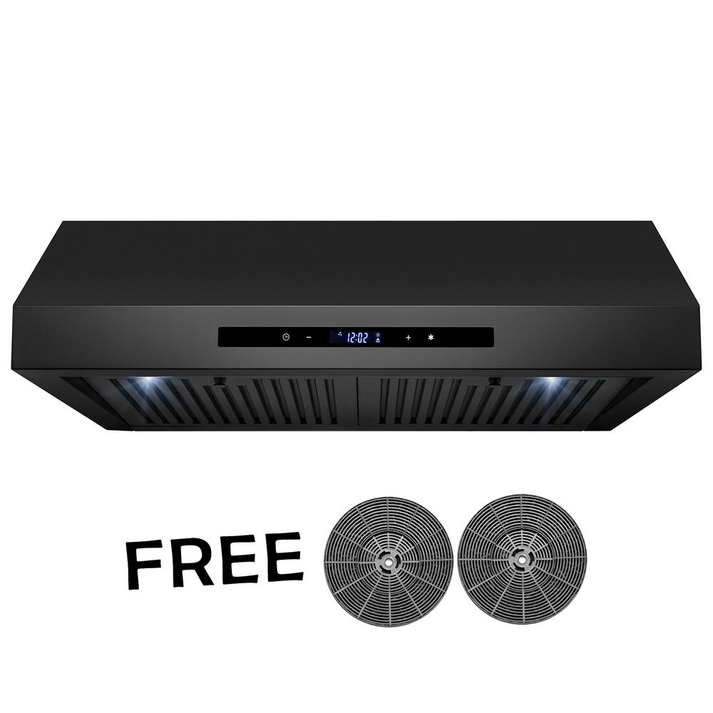 AKDY 30 in. 350 CFM Ducted Under Range Hood in Black Stainless