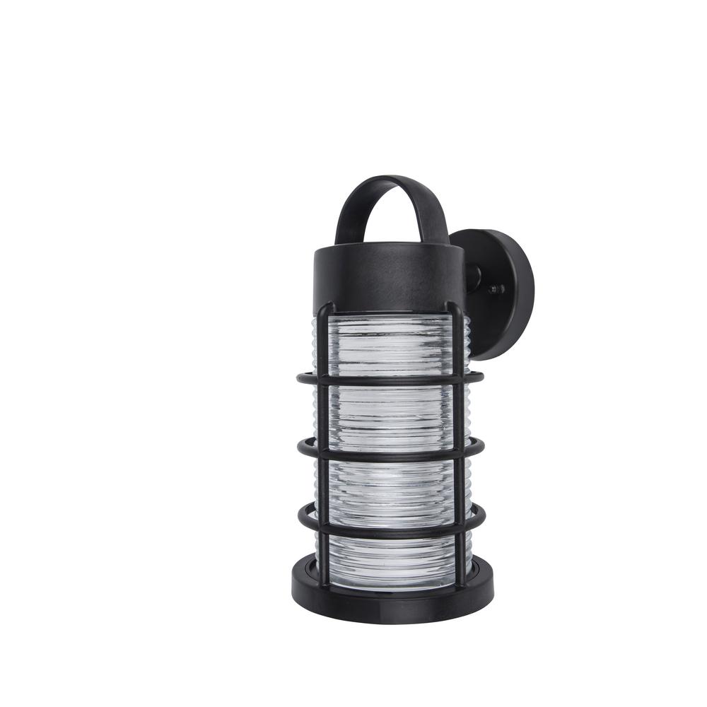 Lutec Coastal Bar Harbor 1Light Black Outdoor Wall Mount Lantern