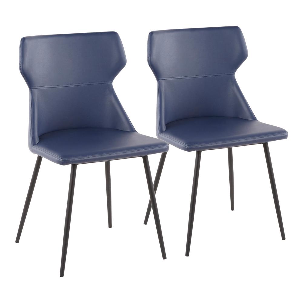 Lumisource Hex Blue Faux Leather Contemporary Chair Ch Hex