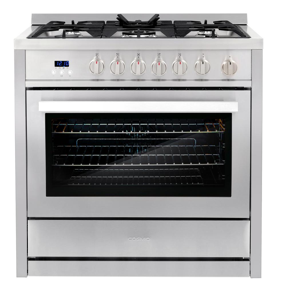 Cosmo 36 In 3 8 Cu Ft Single Oven Gas Range With 5 Burner