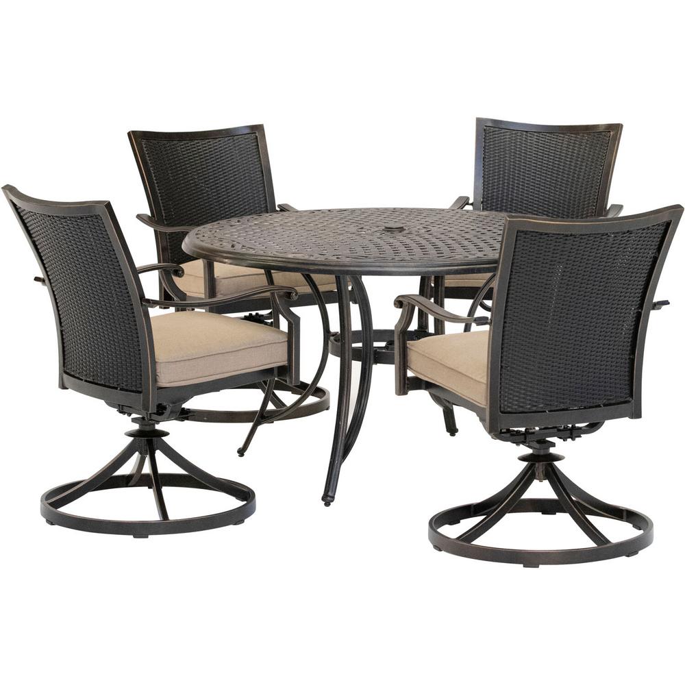 Hanover Traditions 5-Piece Wicker Outdoor Dining Set with ...