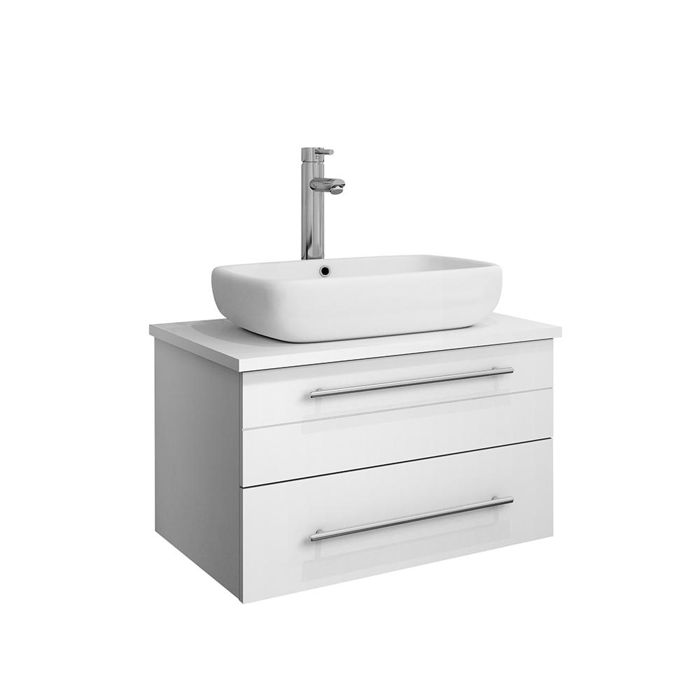 Fresca Lucera 24 In W Wall Hung Bath Vanity In White With Quartz Stone Vanity Top In White With White Basin