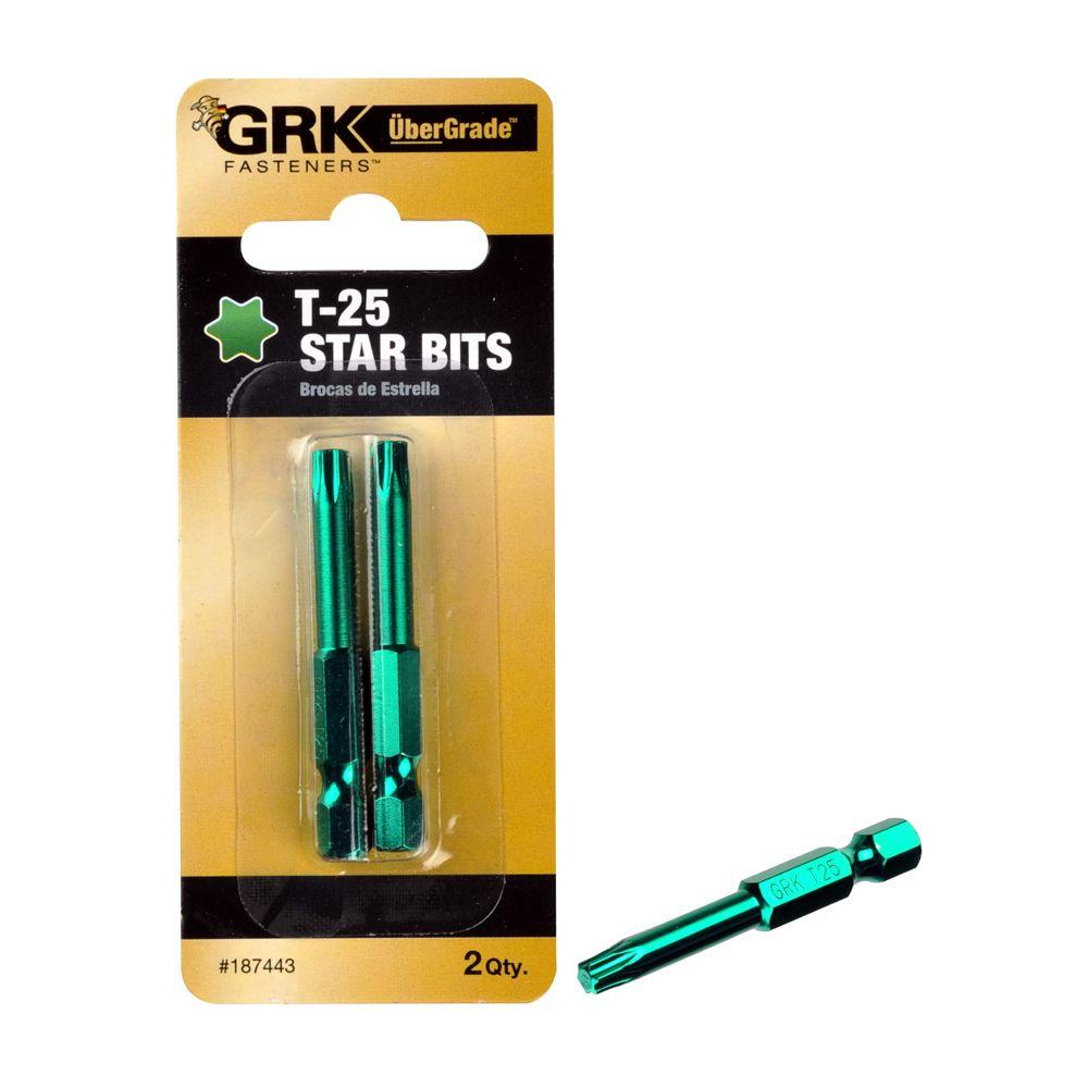 GRK Fasteners T25 2 in. Steel Star Bits (2 per Pack)772691874436