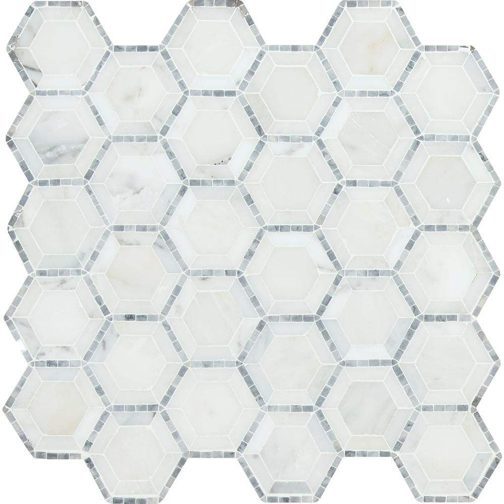 Msi Telaio Hexagon 12 In X 10mm Honed Marble Mesh Mounted Msi Telaio Hexagon 12 In X 10mm Honed Marble Mesh