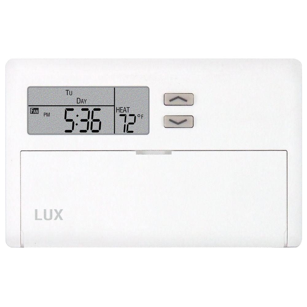 Lux 5 2 Day Conventional Programmable Thermostat TX500E 010 The Home   Whites Lux Programmable Thermostats Tx500e 010 64 1000 