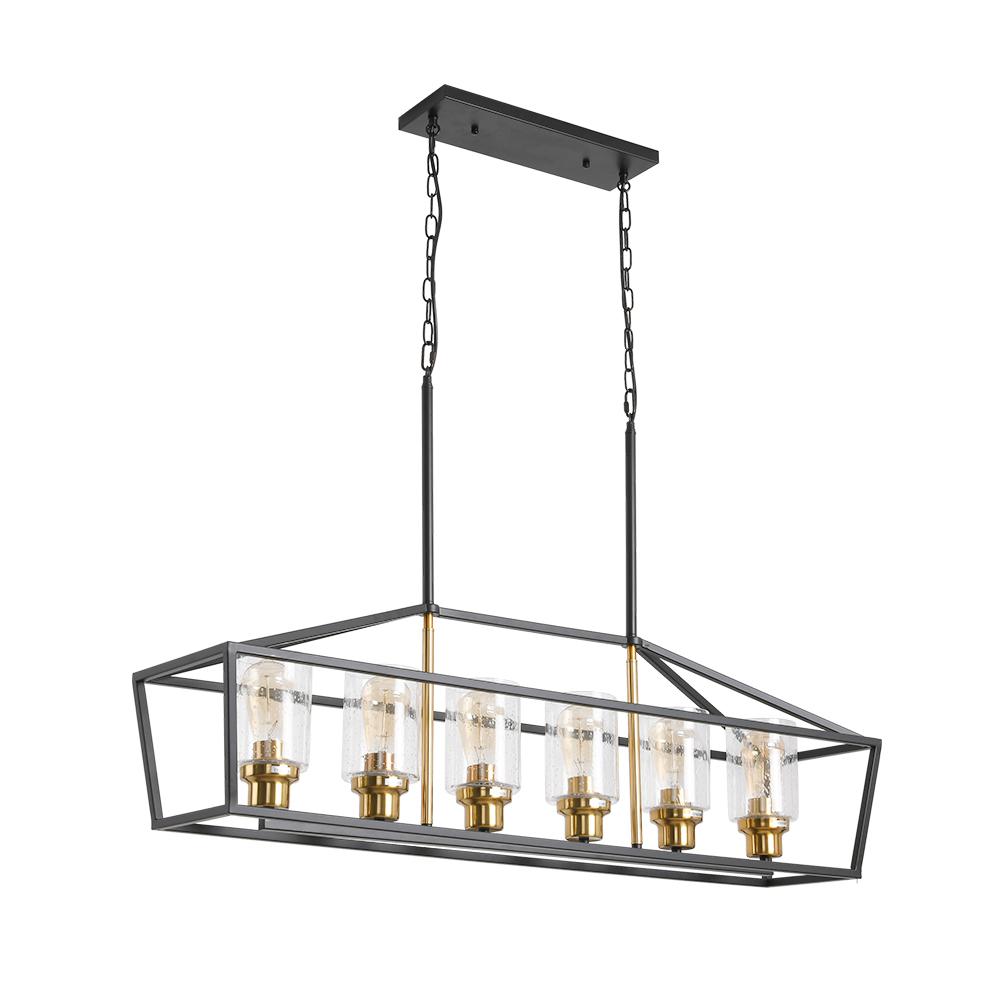 Unbranded Magic Home 6Light Black Black Antique Brass Kitchen Island