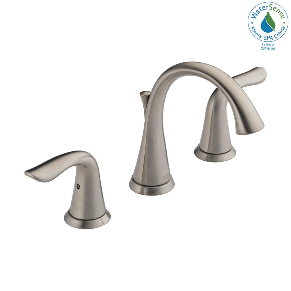 Delta Faucet Lahara 2 Handle Widespread Bathroom Faucet With Diamond Seal Technology And Metal Drain Assembly