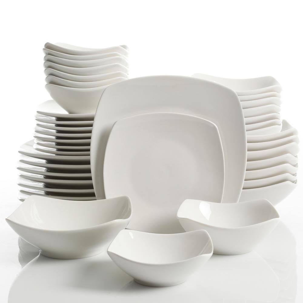 grey and white plate set