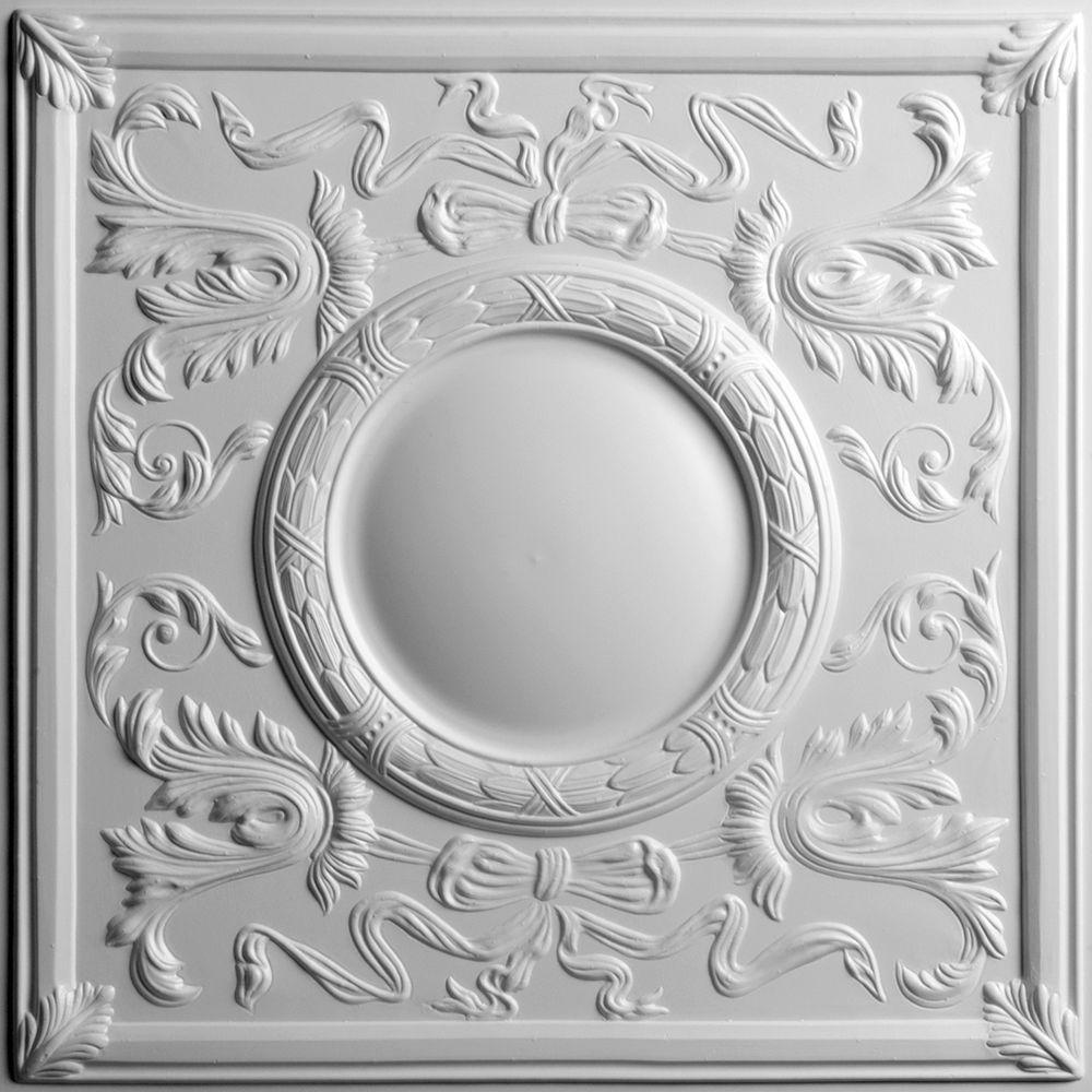 Ceilume Bella White 2 Ft X 2 Ft Lay In Or Glue Up Ceiling Panel