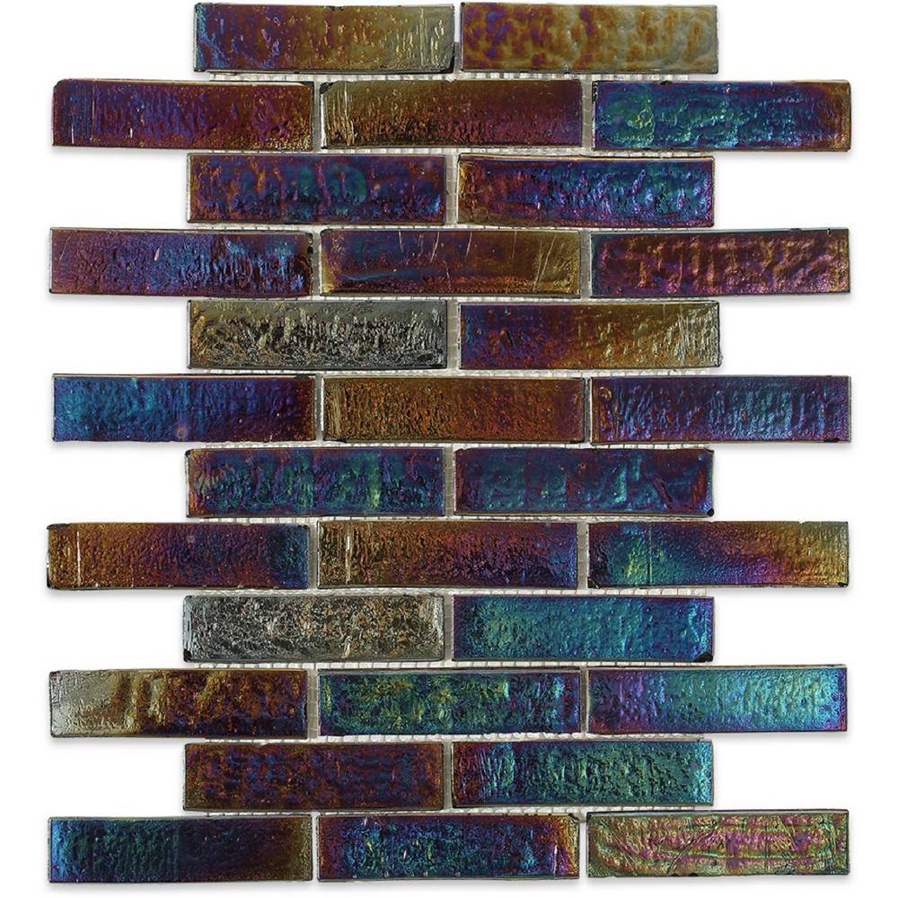 Splashback Tile Iridescent Raven 9 3 4 In X 13 8 Mm Gl Splashback Tile Iridescent Raven 9 3 4 In X 13 8 Mm Gl Floor And Wall Brick The Home Depot