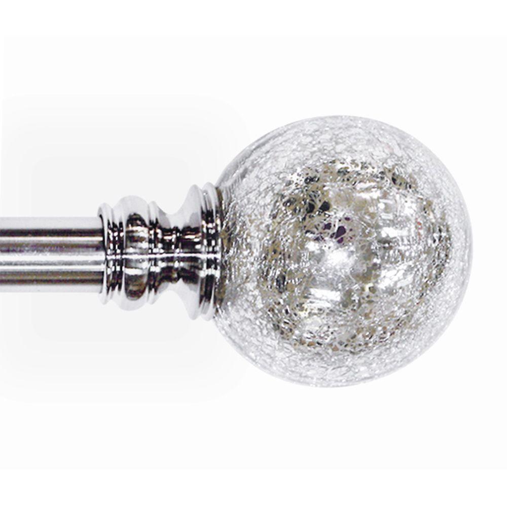 Home Decorators Collection 36 In L 72 In L Telescoping Premium 1 In Single Rod Kit In Brushed Nickel With Mercury Tinted Glass Sphere Finial U Bn72fons05 The Home Depot