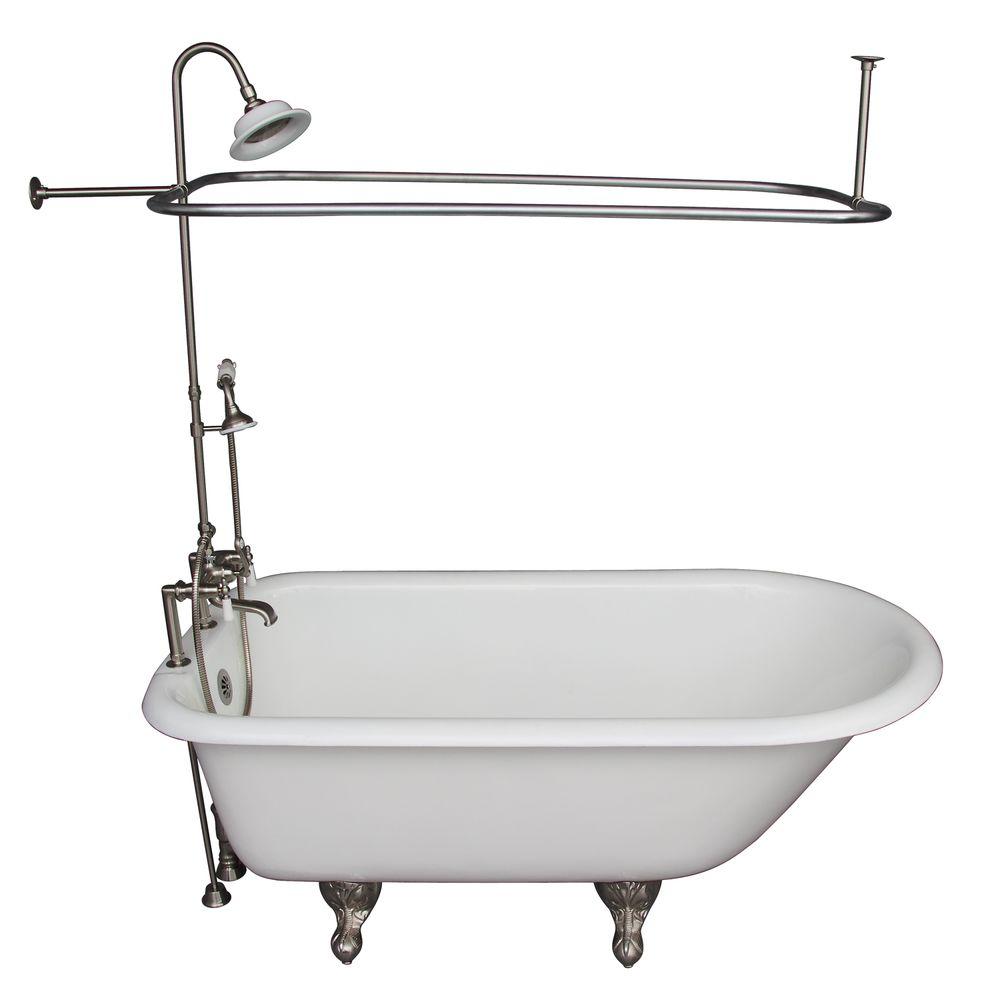 Barclay Products Ft Cast Iron Ball And Claw Feet Roll Top Tub In White With Brushed Nickel