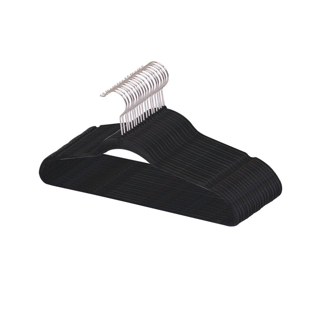Home Basics Black Velvet Hanger (18Pack)FH01180 The Home Depot