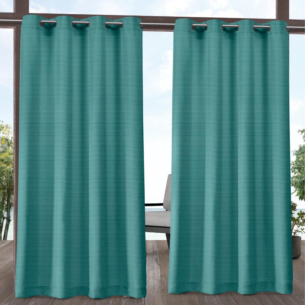 Exclusive Home Curtains Aztec 54 In W X 84 In L Indoor Outdoor   Teal Exclusive Home Curtains Light Filtering Curtains Eh8363 03 2 84g 64 1000 