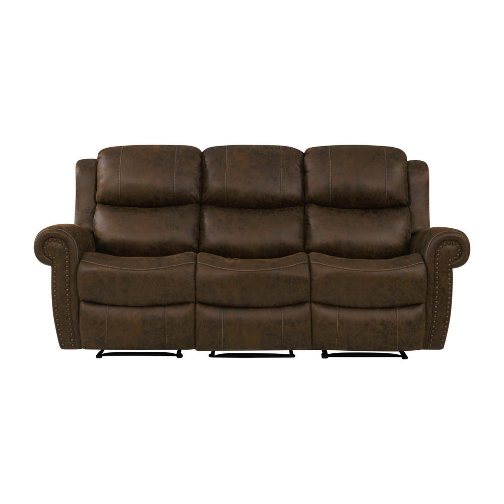 Prolounger Distressed Saddle Brown Faux Leather 3 Seat