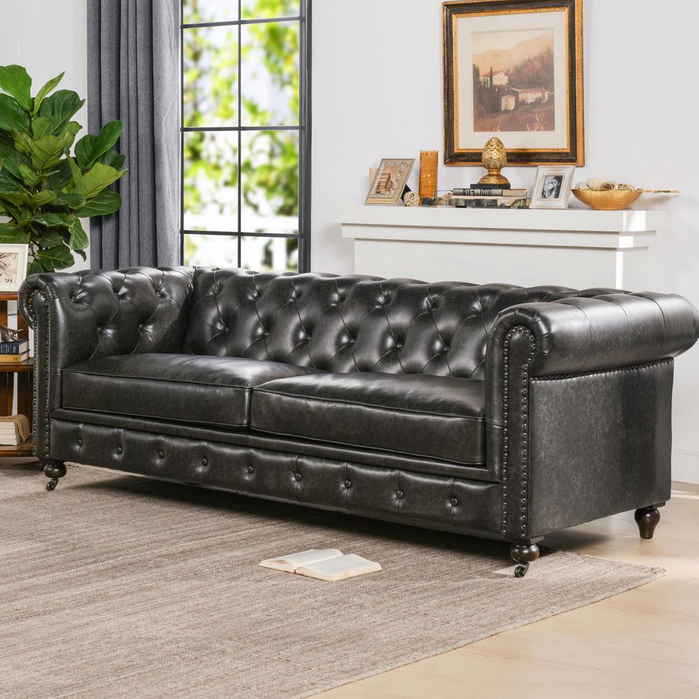 Jennifer Taylor Home Winston Leather Tufted Chesterfield Sofa