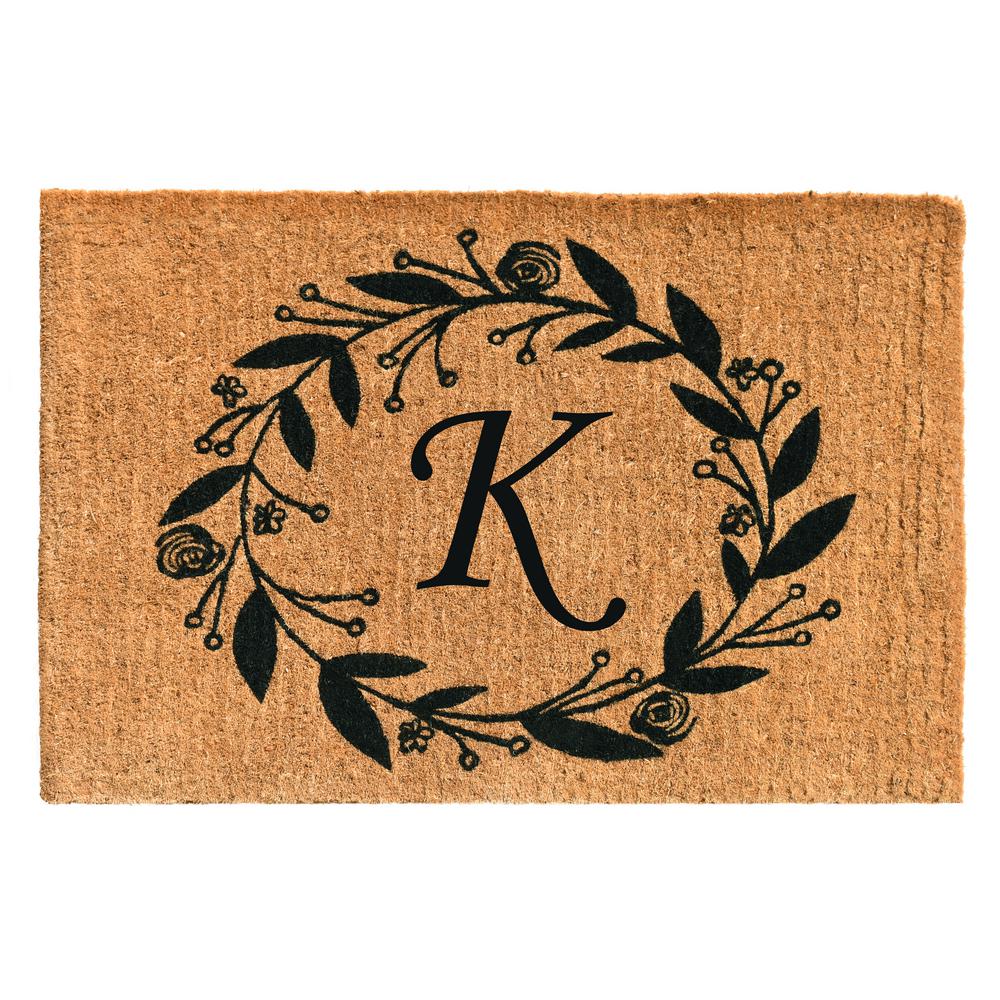 Home More Black Rose 24 In X 36 In Monogram K Door Mat